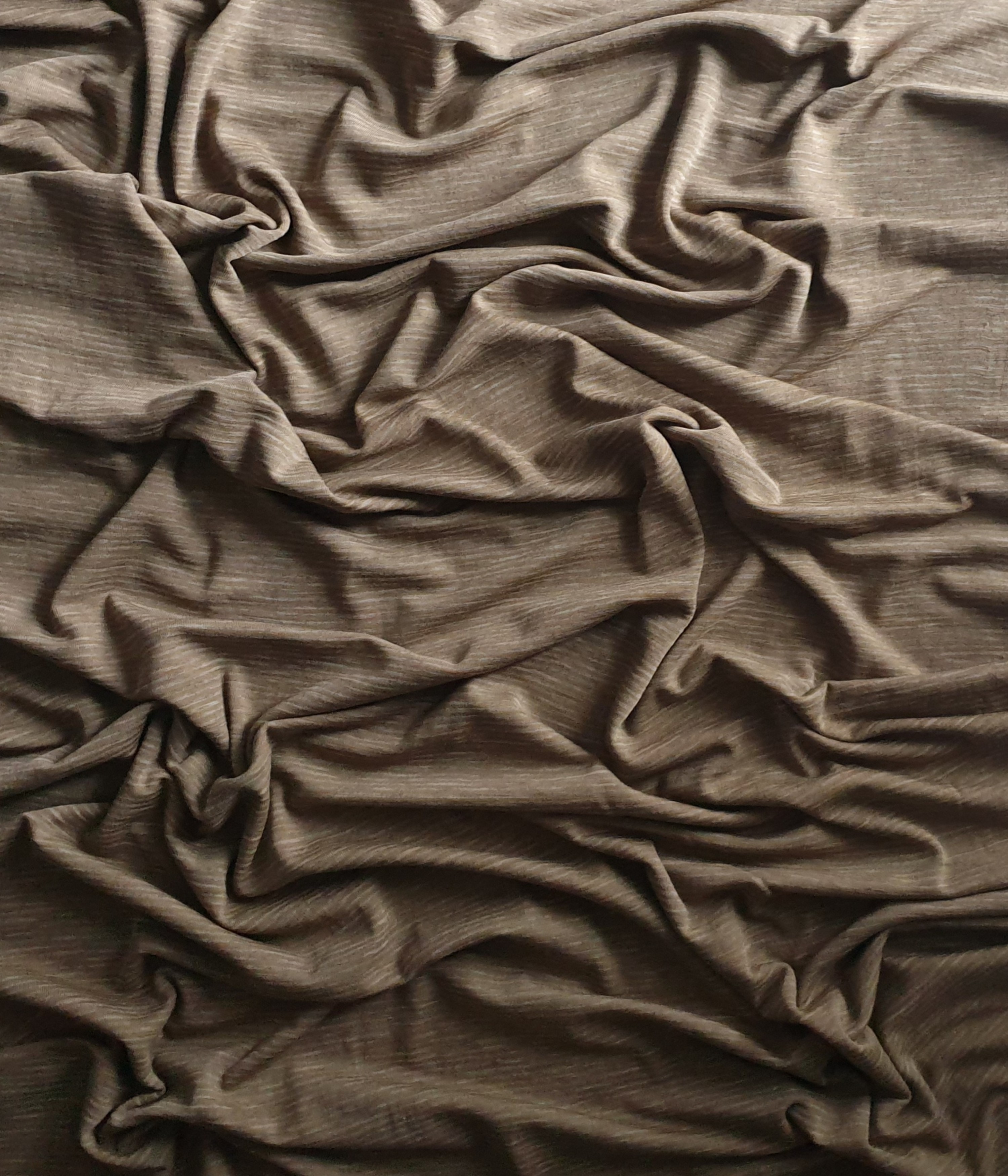 Bio Wolle / Seide Jersey  dunkles Olivengrün/ Grau Melange 