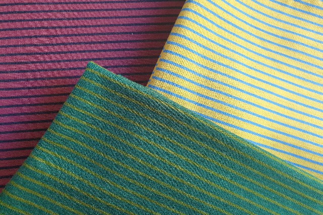 Dickerer Bio Merino DUO Interlock Bordeaux / Marine gestreift