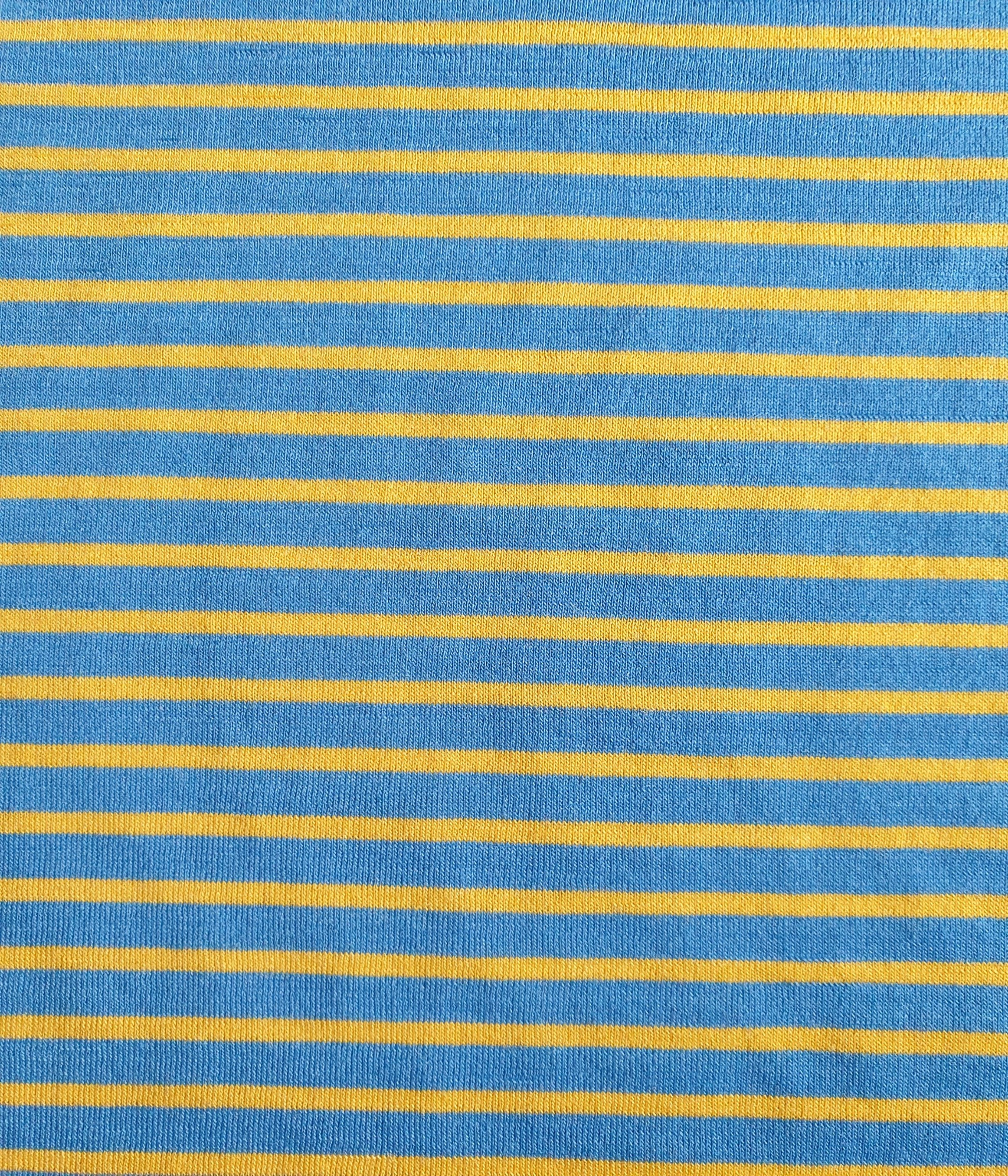 Bio Merino Singlejersey Himmelblau / Sonnengelb Ringel