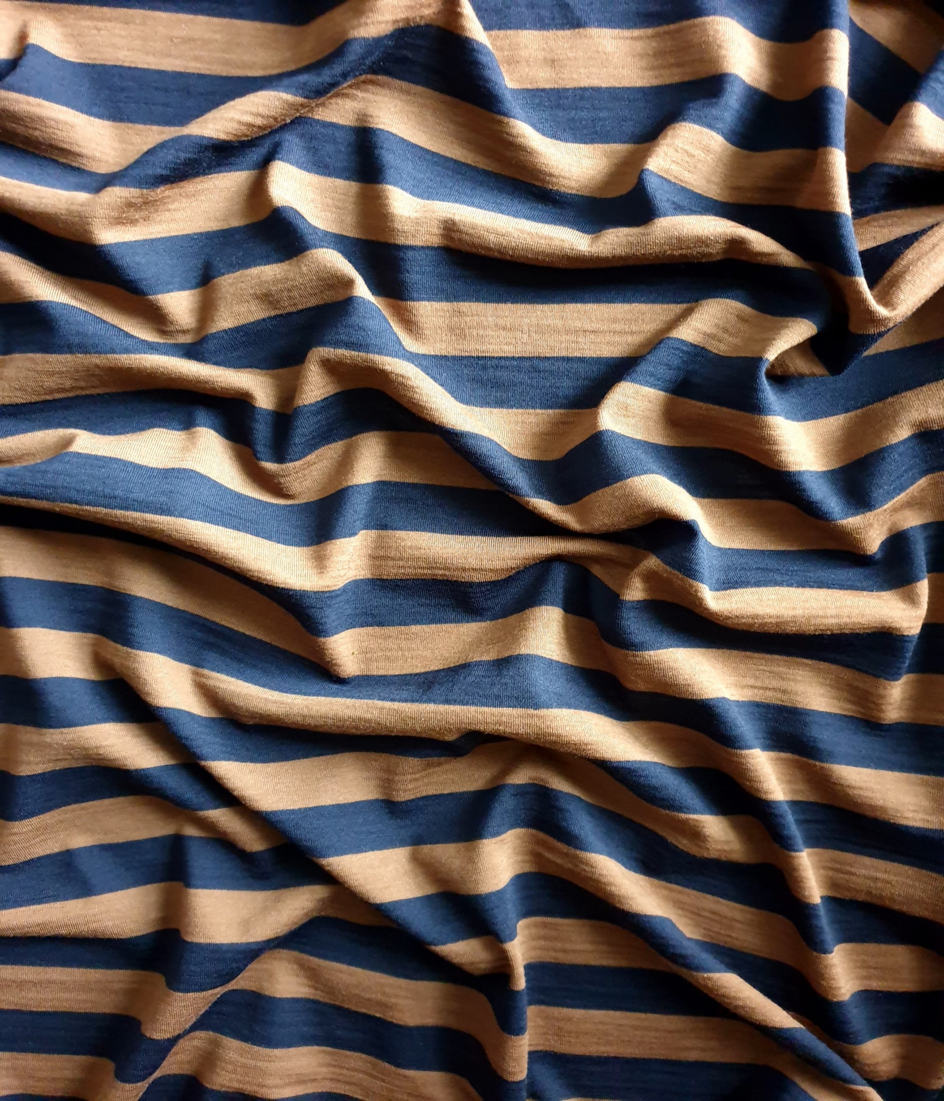 Bio Merino Singlejersey Zimt / Schwarz Ringel