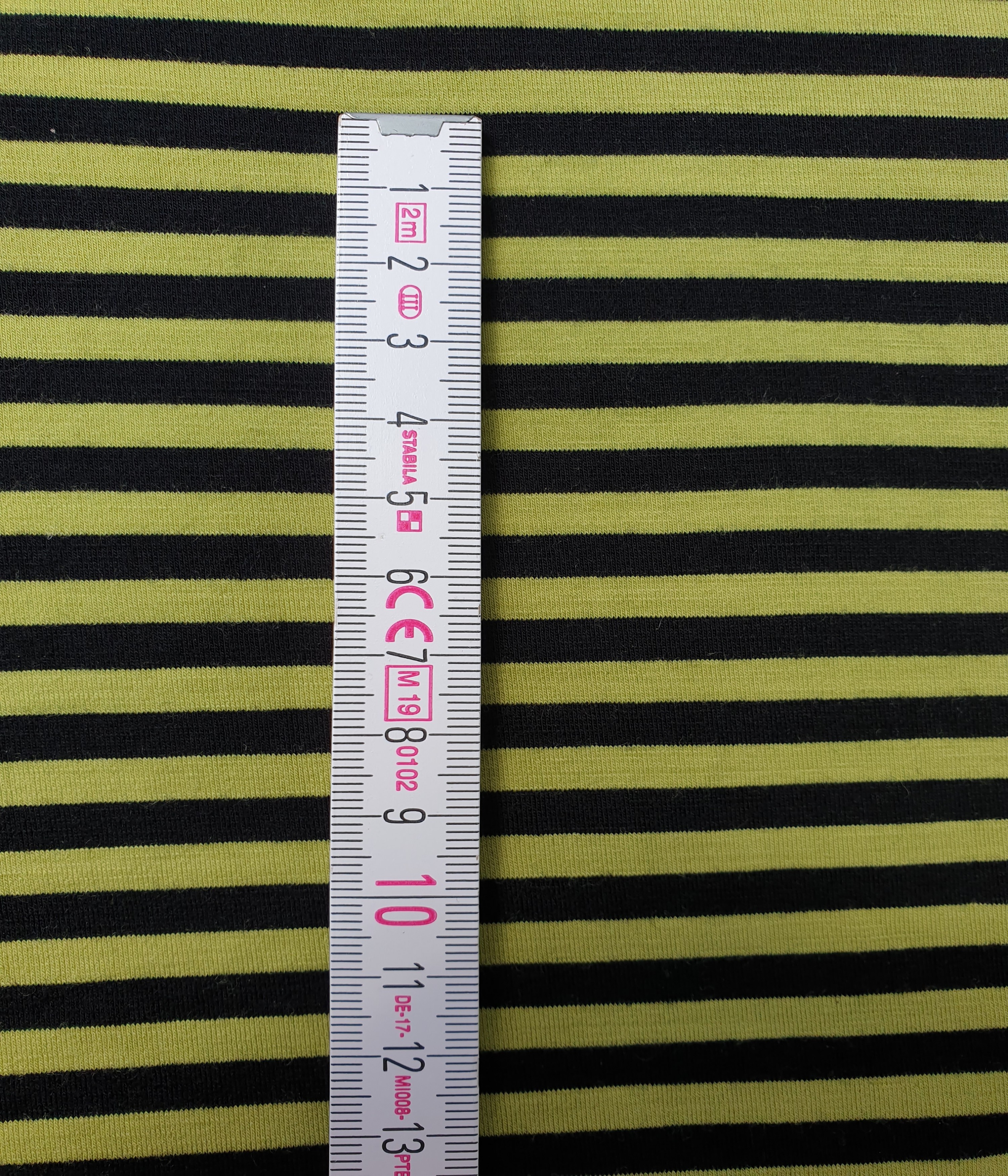 Dickerer Merino Singlejersey Limettengrün / Schwarz gestreift 